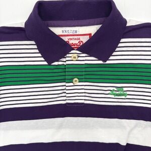 Superdry Polo Shirt Men Large Purple White Striped Black‎ Label British Style